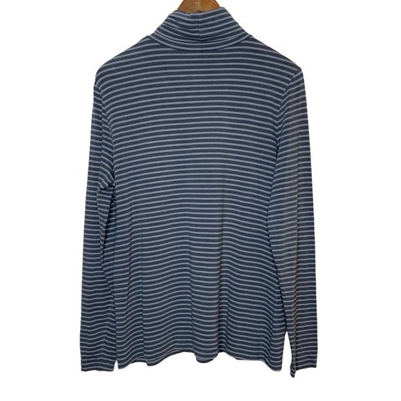 Land's End Turtleneck Long Sleeve Shirt Classic Gray Horizontal Stripe Large - Picture 6 of 6